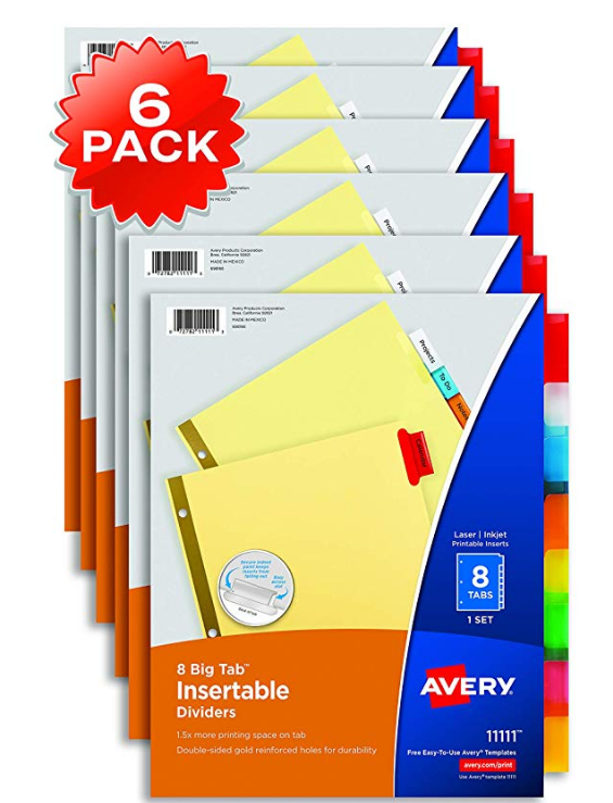 Amazon – 6 Sets Of Avery 8-Tab Binder Dividers (48 Total) Only $5.24, Reg $11.84