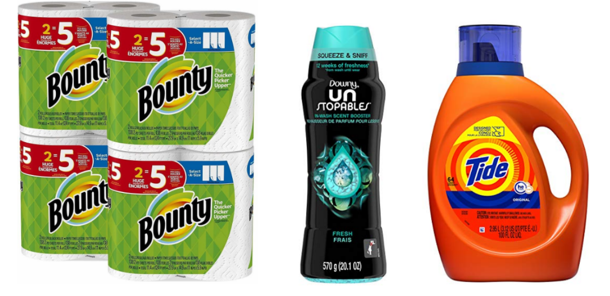 Amazon – $10 Off 3 Household Items Like Tide, Bounty, Downy and Lots More!