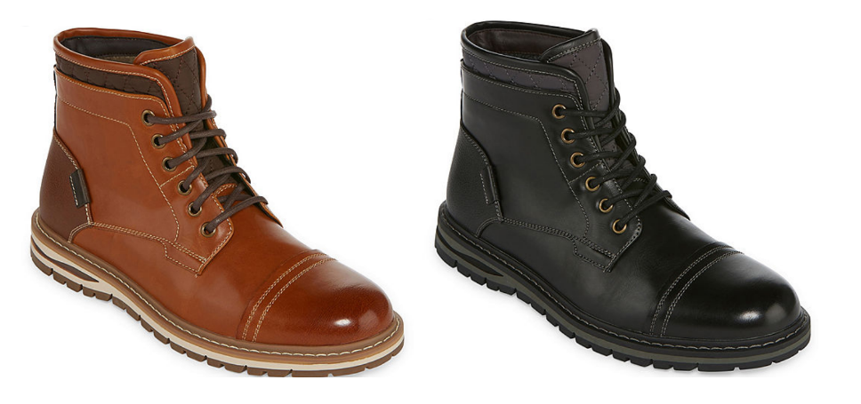 JCPenney.com – JF J.Ferrar Mens Neeson Lace-up Boots (Black or Tan) Only $13.85, Reg $99 + Free Store Pickup!