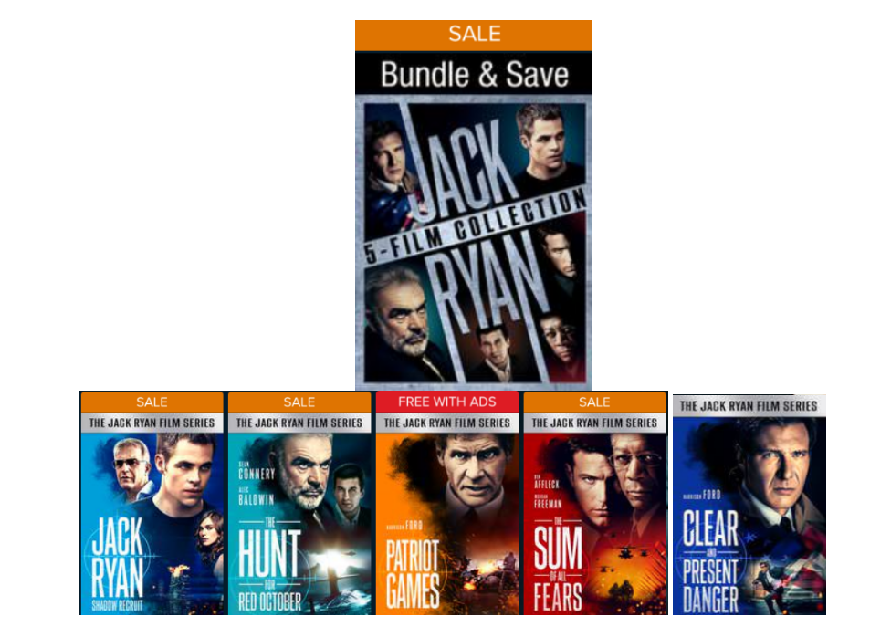 The Jack Ryan 5-Movie Collection (Digital 4K UHD) Only $12.99, Reg $64.95