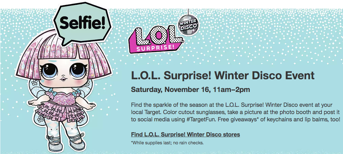 Target – FREE L.O.L Surprise Winter  Disco Event at Target (11/16)