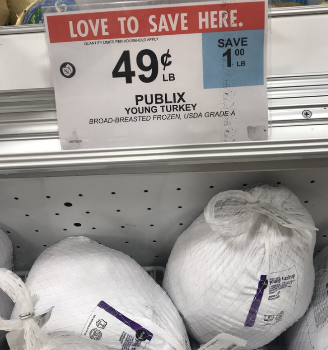 Publix – Young Turkey Only 49¢ lb