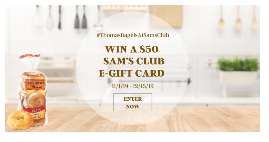 Thomas Bagels At Sams Club Giveaway – Enter To Win One Of Eight $50 e-Gift Cards!