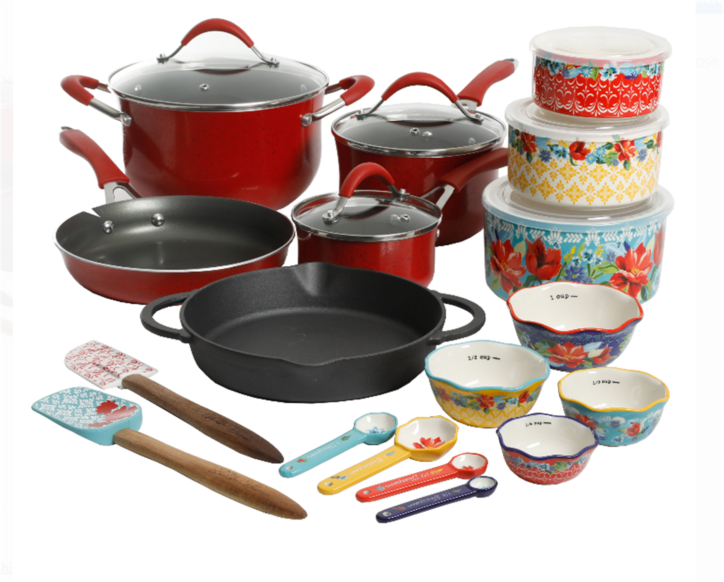 The Pioneer Woman Frontier Speckle 24-Piece Cookware & Food Storage Combo Set, Red Only $59.99, Reg $99.00 + Free Shipping!