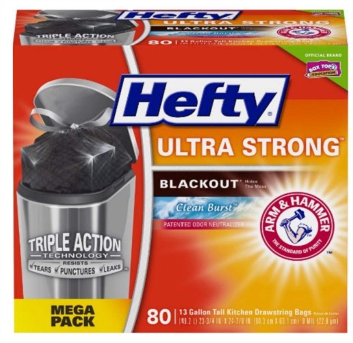 Amazon – 80 Count, 13 Gallon Hefty Ultra Strong Tall Kitchen Blackout Trash Bags Only $9.11, Reg $14.99 + Free Shipping!