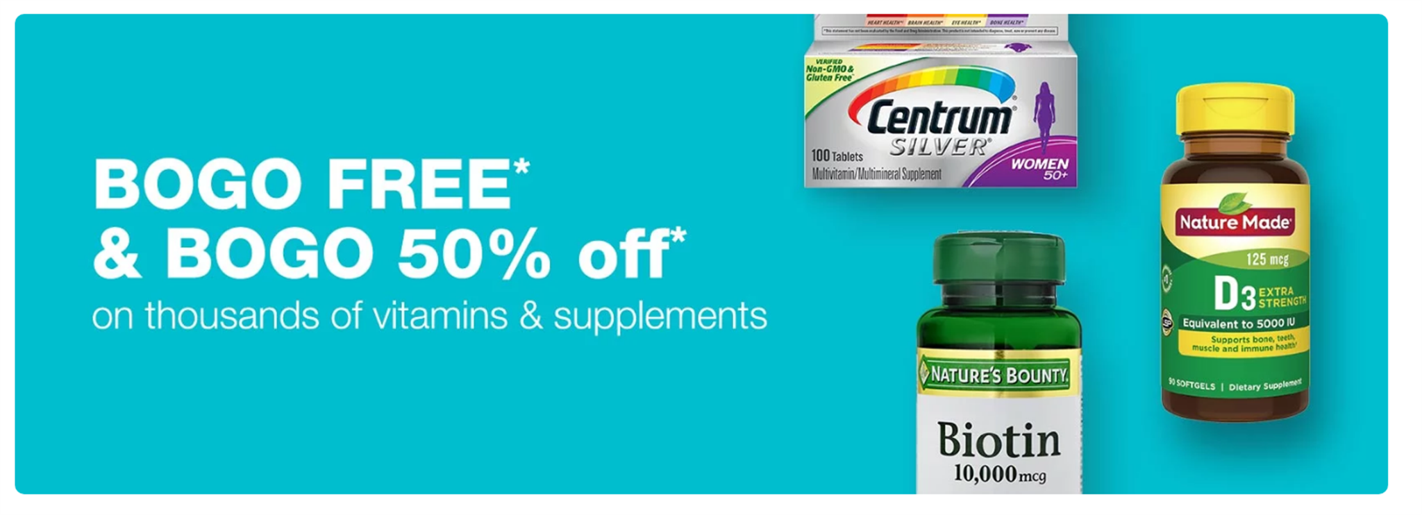 Walgreen’s – Buy 1 Get 1 FREE Vitamins and Supplements + $2.00 Off Coupon + Free Store Pickup!