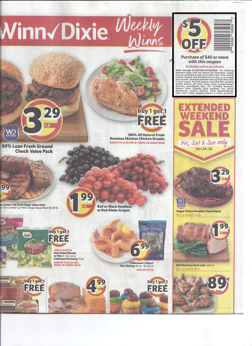 Winn Dixie $5 Off $40 Purchase Coupon – Keep an Eye on Your Mailbox!