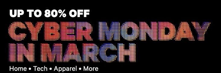 Groupon – Up to 80% Off Cyber Monday in March Sale