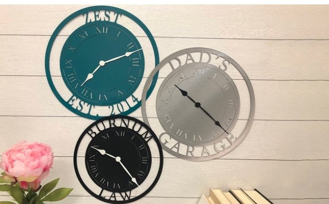 Personalized 11×5 Laser Cut Steel Clock with Multiple Designs Available For Only $22.00, Reg $54.95! GREAT FATHER’S DAY GIFT!