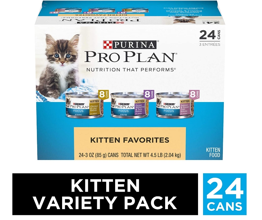 Purina Pro Plan Kitten Wet Cat Food Cans Variety Pack 24-Count Only $15.28, Reg. $28.56 + Free Shipping At Amazon!