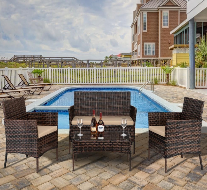 Ktaxon Outdoor Patio 4PCS Rattan Wicker Conversation Set Only $194.99, Reg $348.99 + Free Shipping at Walmart!