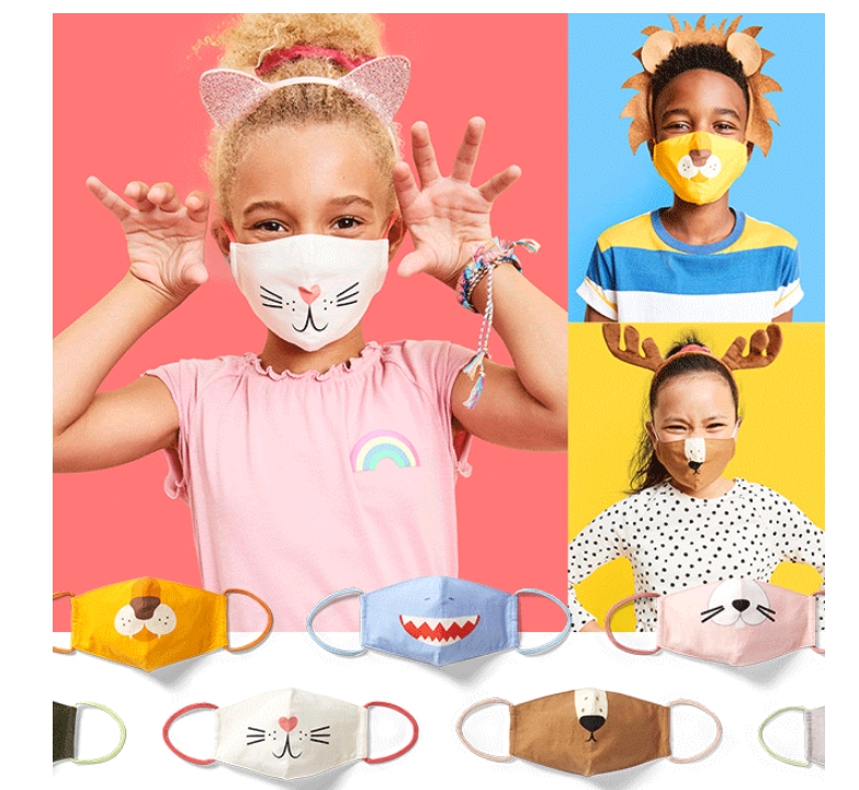 Old Navy – Variety 3 Pack of Triple-Layer Cloth Critter Face Masks (with Laundry Bag) for Kids Only $9.50 ($3.17 a Mask) 