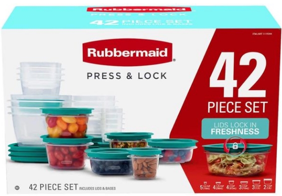 Rubbermaid Press & Lock Easy Find Lids, Food Storage Containers (Teal) 42-Piece Set Only $18.99, Reg $39.99 !