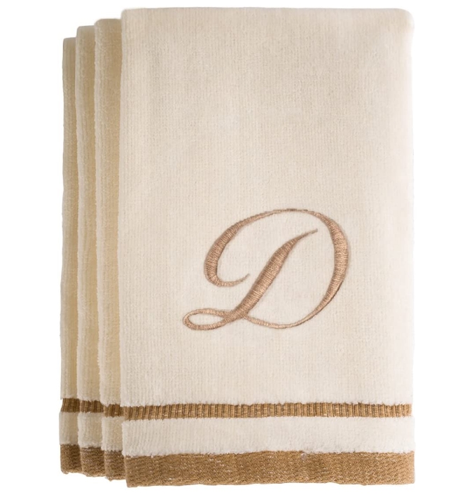 Set of 4- Monogrammed 100% Cotton Towels 11×18 For Only $28.99, Reg $36.99 + Free Shipping!