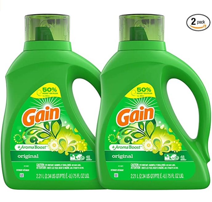 Gain Laundry Detergent (2 Pack) Liquid Plus Aroma Boost (Original Scent) 96 Loads, 150 Fl Oz Only $12.10 (Reg $18.99) + Free Shipping!